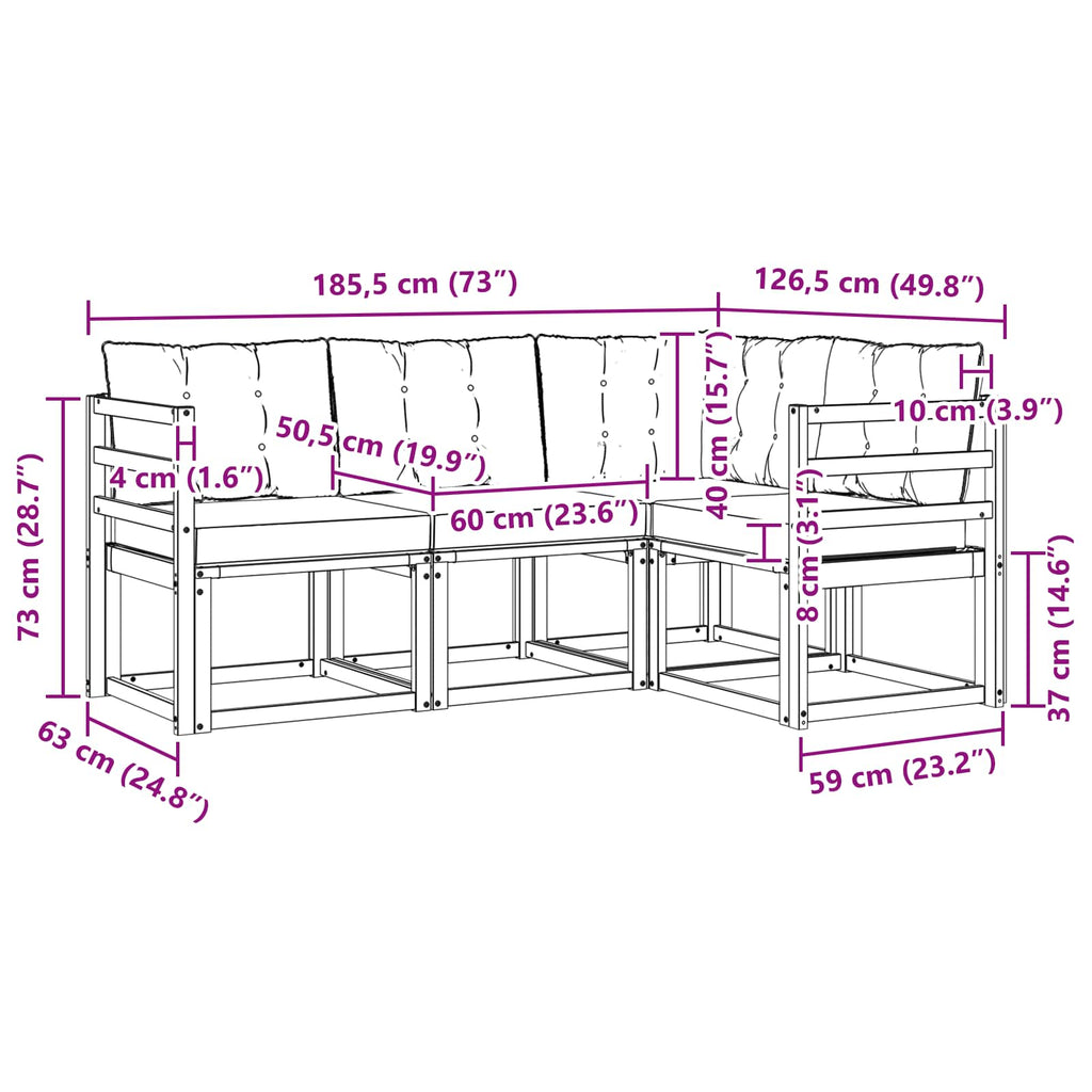 Outdoor-Sofagarnitur mit Kissen 4 pcs Weiß und Beige
