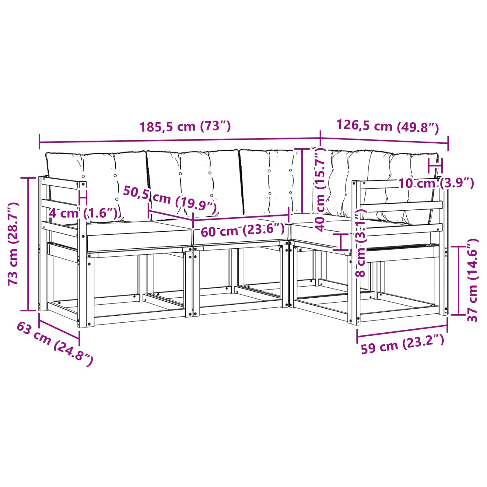 Outdoor-Sofagarnitur mit Kissen 4 pcs Weiß und Beige