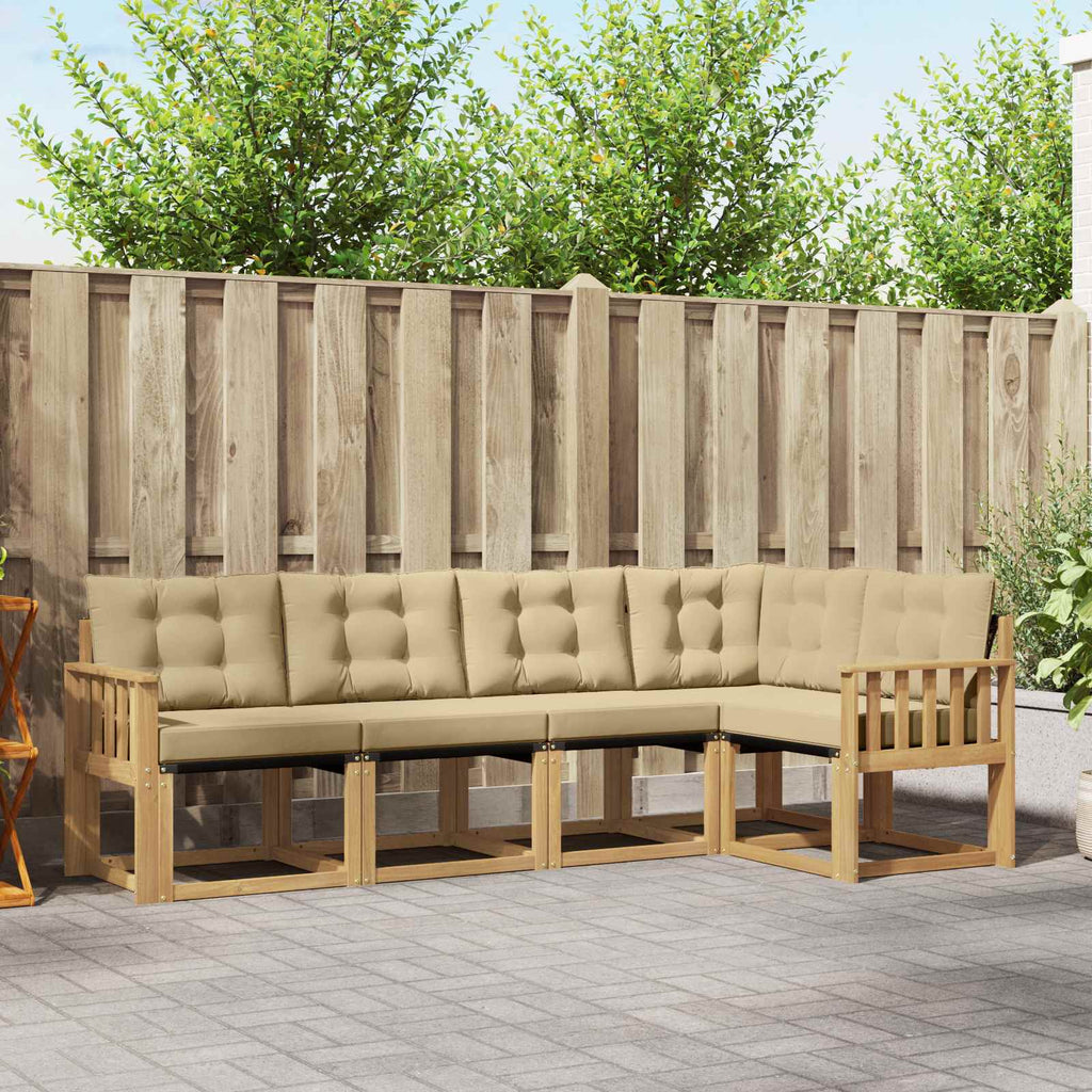 Outdoor-Sofagarnitur mit Kissen 5 pcs Weiß und Beige