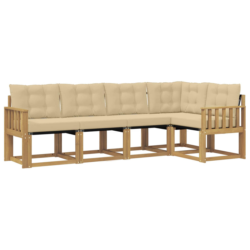 Outdoor-Sofagarnitur mit Kissen 5 pcs Weiß und Beige
