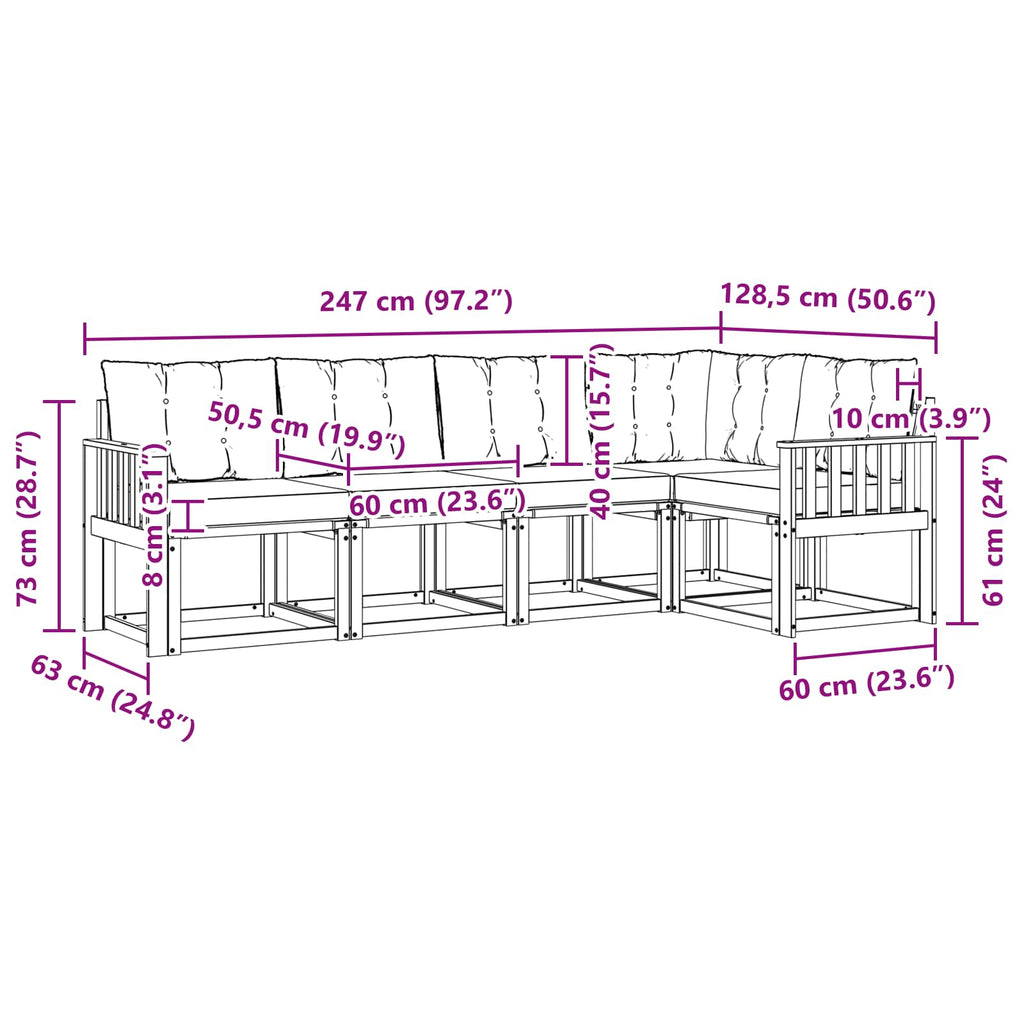 Outdoor-Sofagarnitur mit Kissen 5 pcs Weiß und Beige