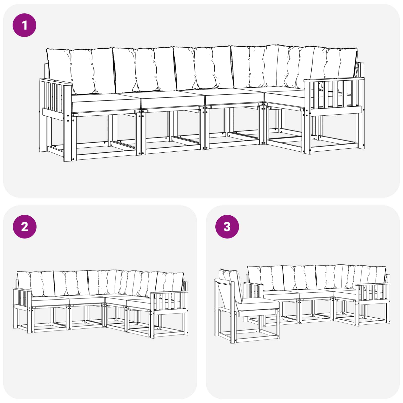 Outdoor-Sofagarnitur mit Kissen 5 pcs Weiß und Beige