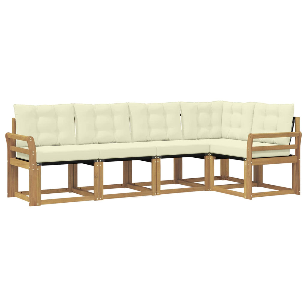 Outdoor-Sofagarnitur mit Kissen 5 pcs Weiß und Creme
