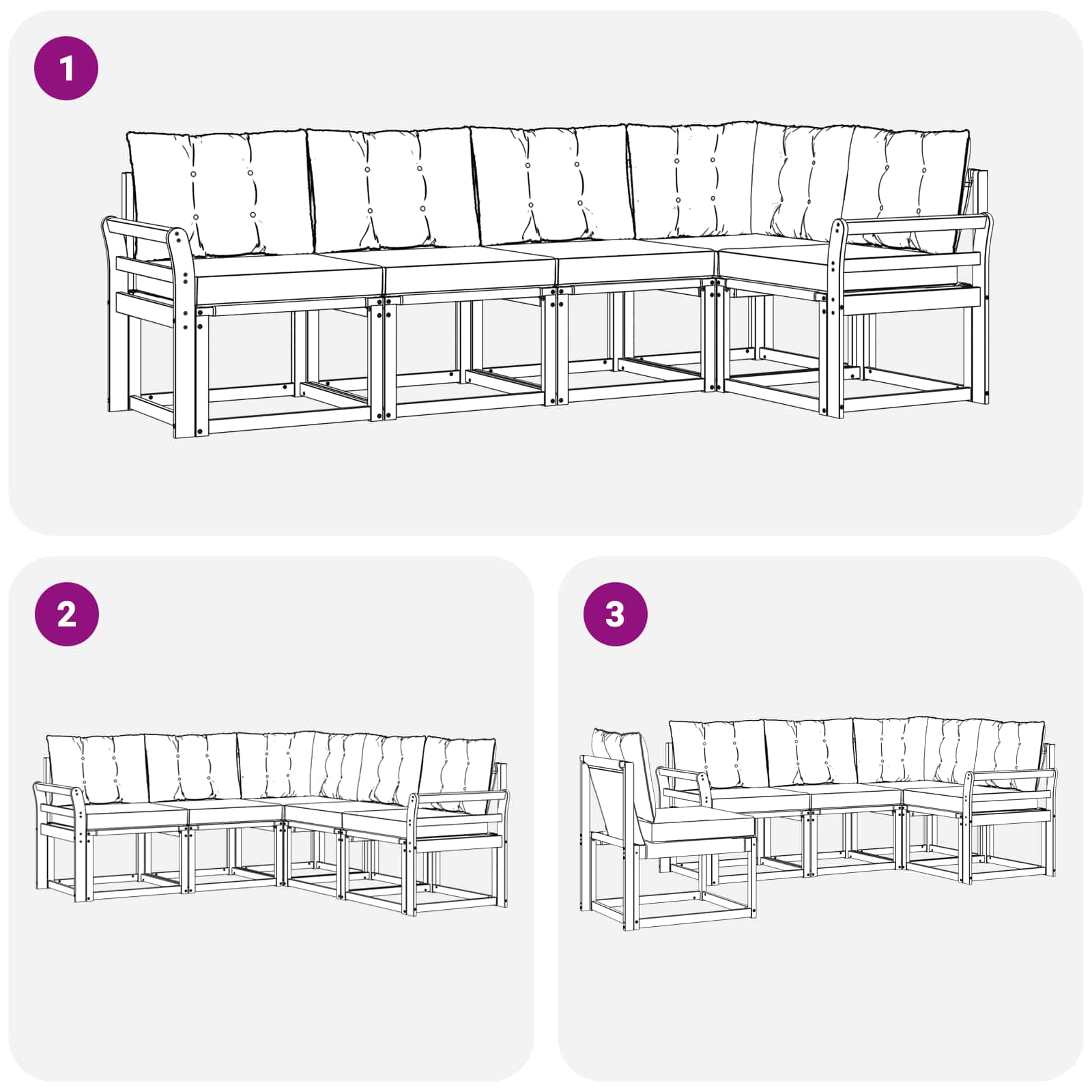 Outdoor-Sofagarnitur mit Kissen 5 pcs Weiß und Creme