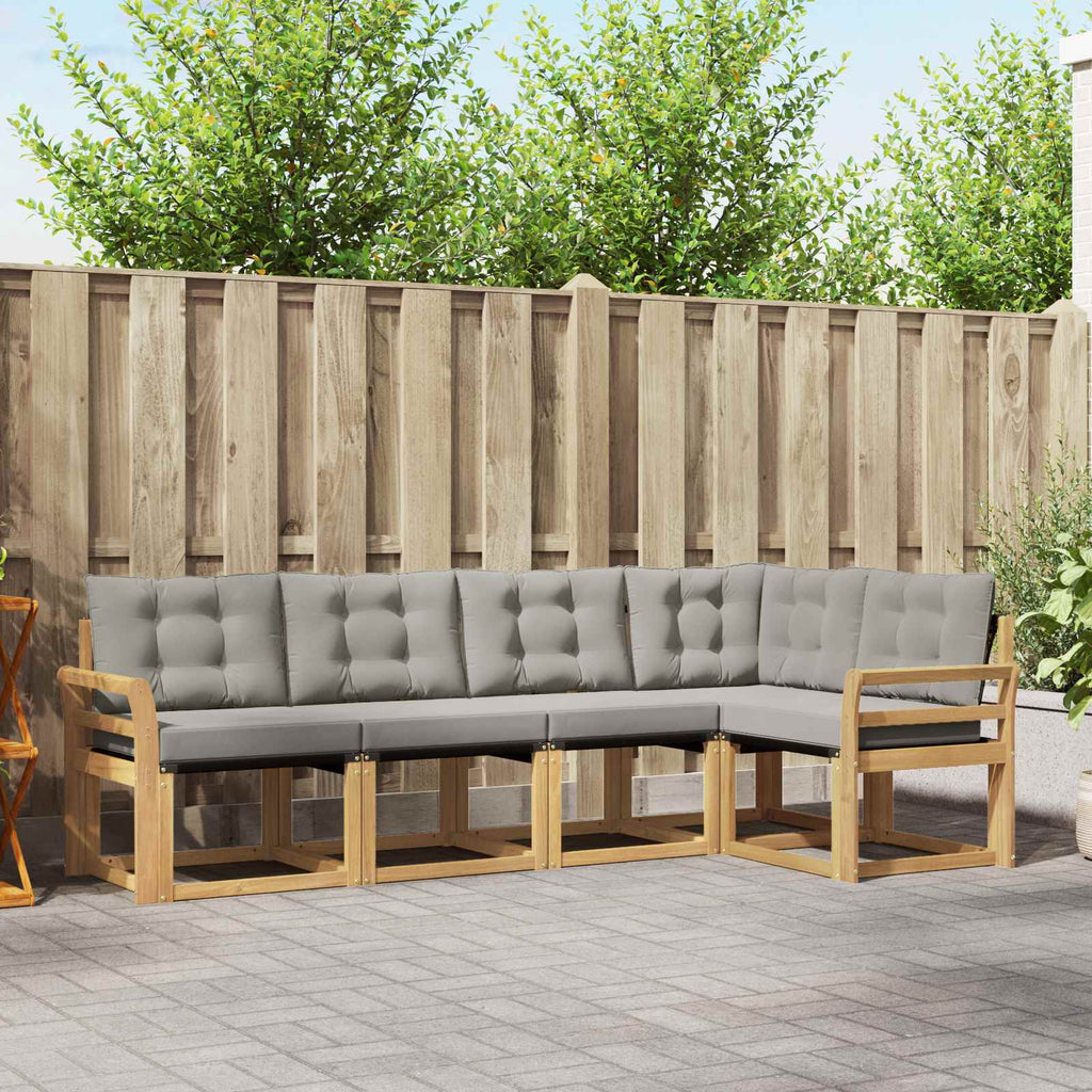 Outdoor-Sofagarnitur mit Kissen 5 pcs Weiß und Hellgrau