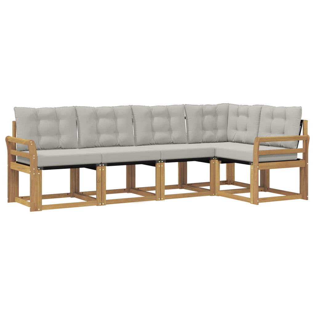 Outdoor-Sofagarnitur mit Kissen 5 pcs Weiß und Hellgrau