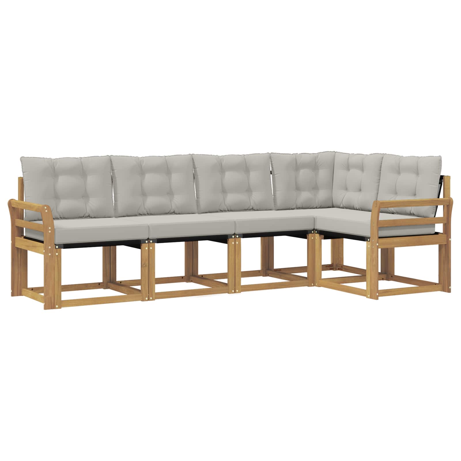 Outdoor-Sofagarnitur mit Kissen 5 pcs Weiß und Hellgrau