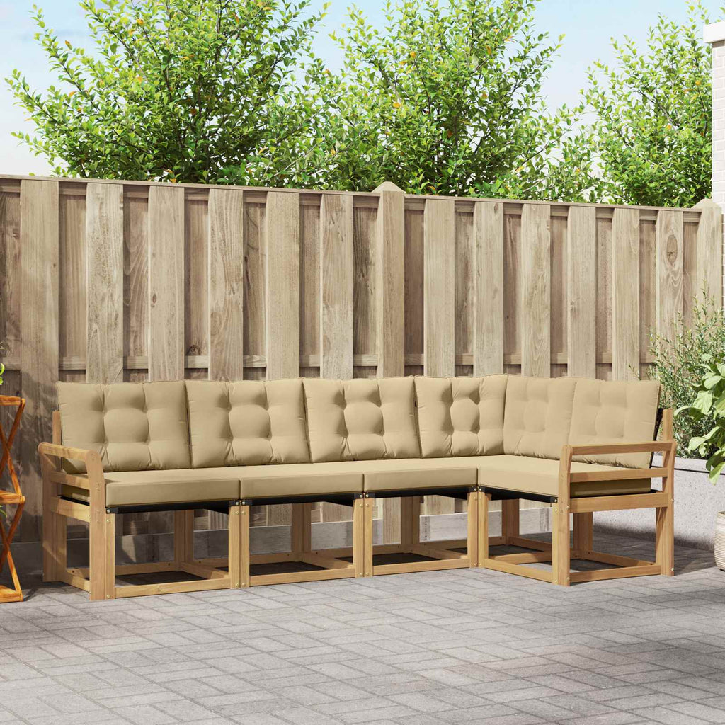 Outdoor-Sofagarnitur mit Kissen 5 pcs Weiß und Beige