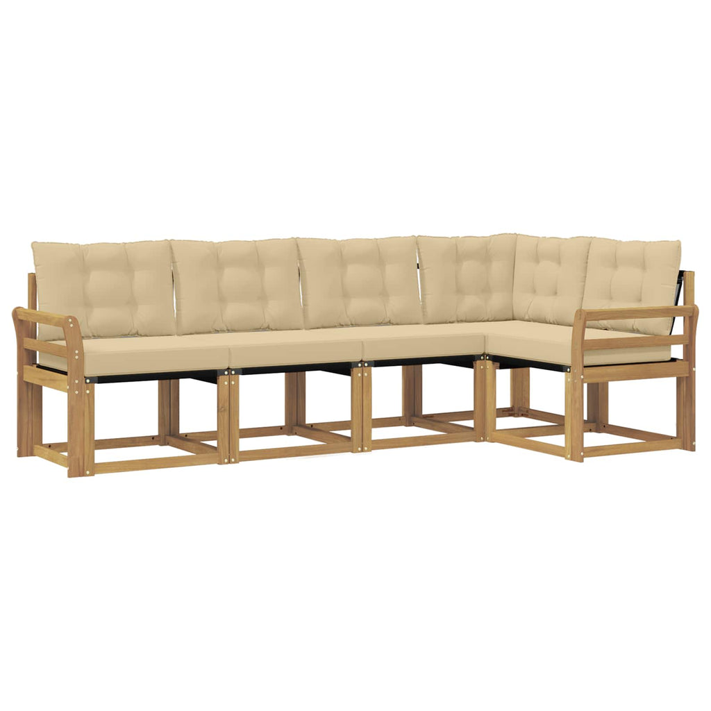 Outdoor-Sofagarnitur mit Kissen 5 pcs Weiß und Beige