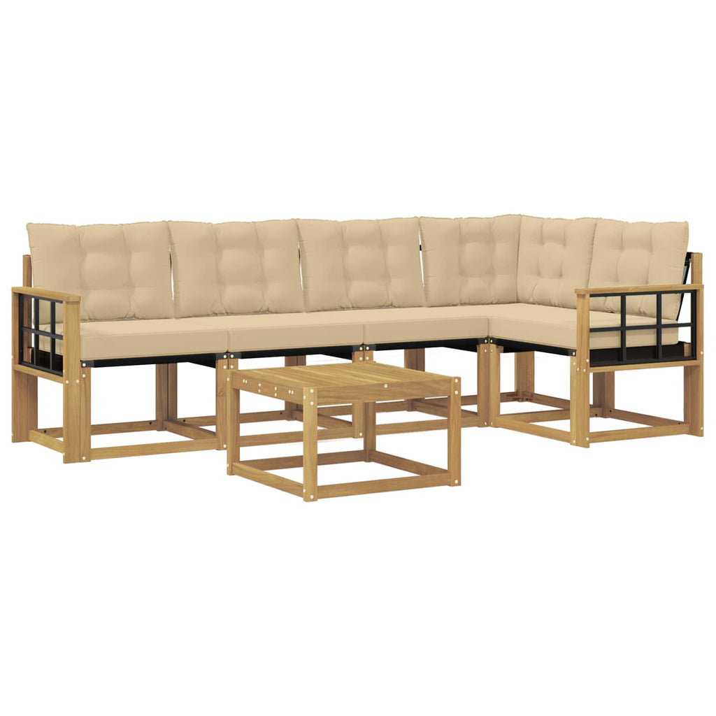 Outdoor-Sofagarnitur mit Kissen 6 pcs Weiß und Beige