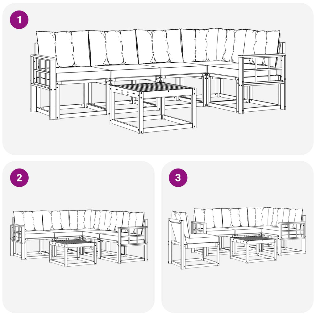Outdoor-Sofagarnitur mit Kissen 6 pcs Weiß und Beige