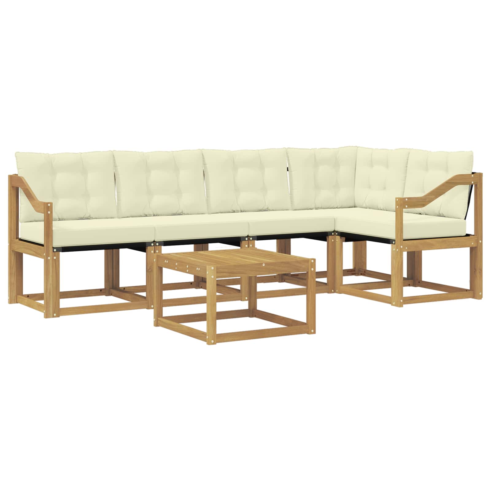 Outdoor-Sofagarnitur mit Kissen 6 pcs Weiß und Creme