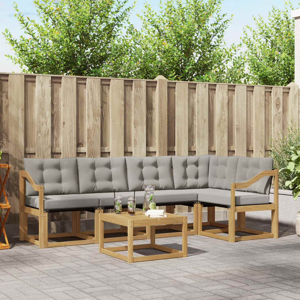 Outdoor-Sofagarnitur mit Kissen 6 pcs Weiß und Hellgrau