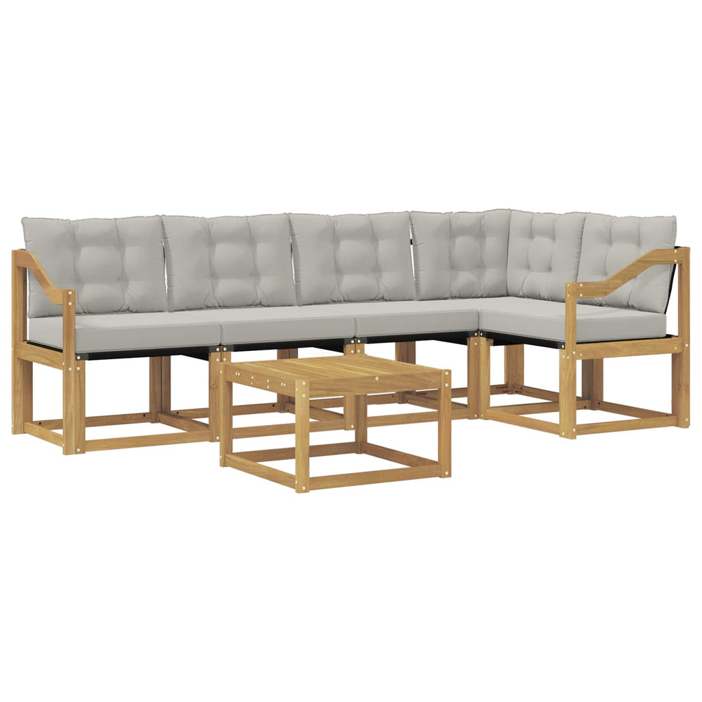 Outdoor-Sofagarnitur mit Kissen 6 pcs Weiß und Hellgrau