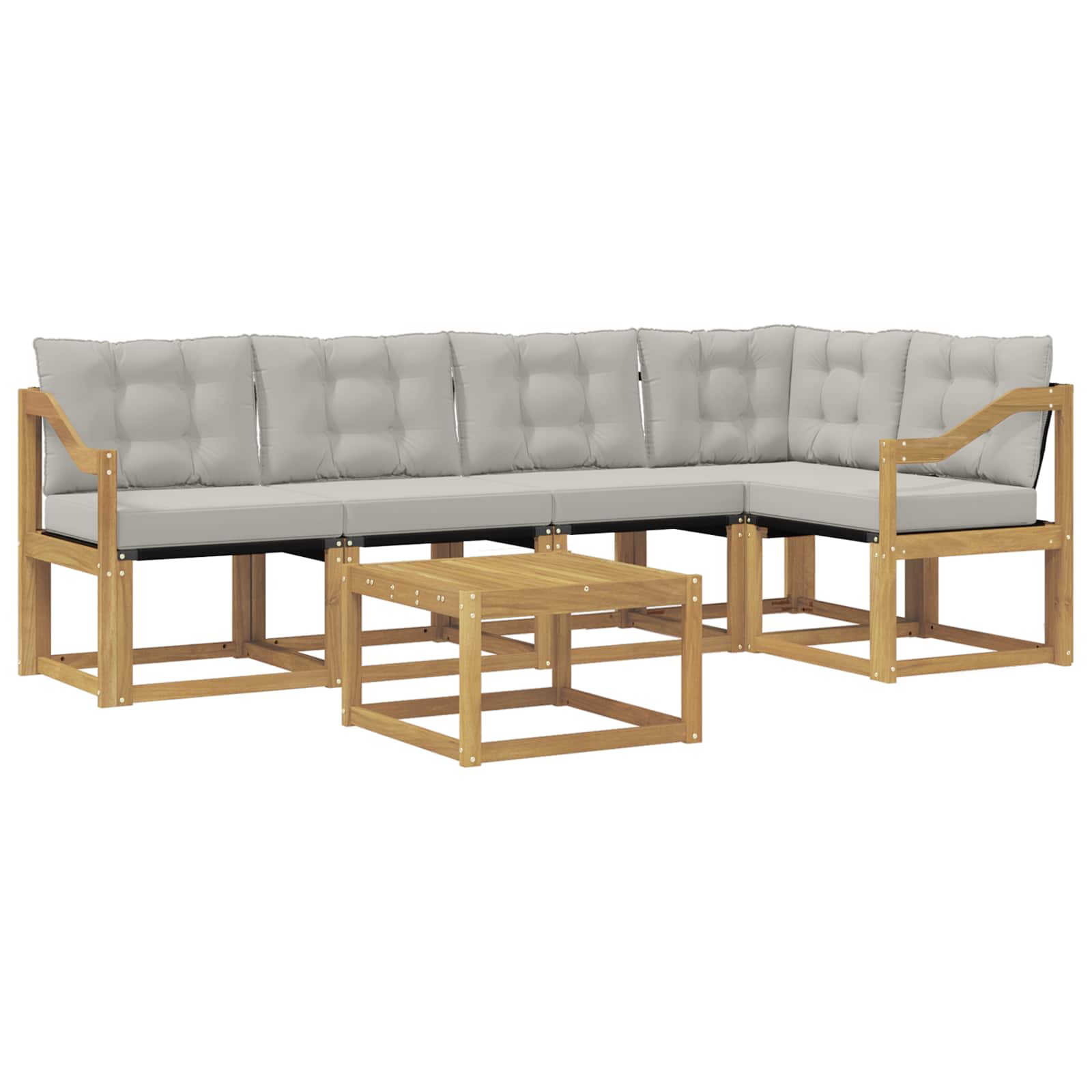 Outdoor-Sofagarnitur mit Kissen 6 pcs Weiß und Hellgrau