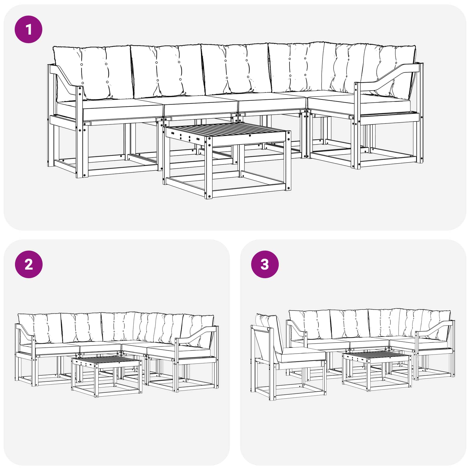 Outdoor-Sofagarnitur mit Kissen 6 pcs Weiß und Hellgrau