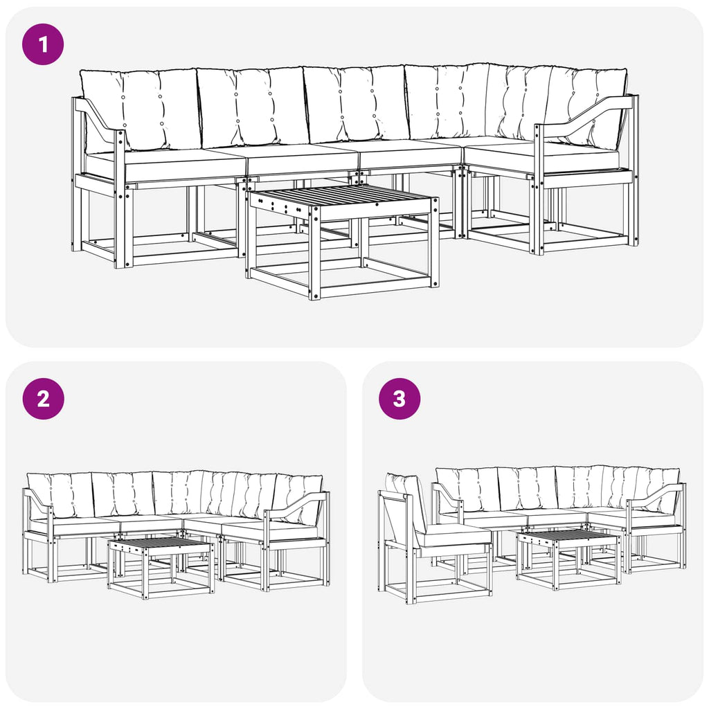 Outdoor-Sofagarnitur mit Kissen 6 pcs Weiß und Schwarz