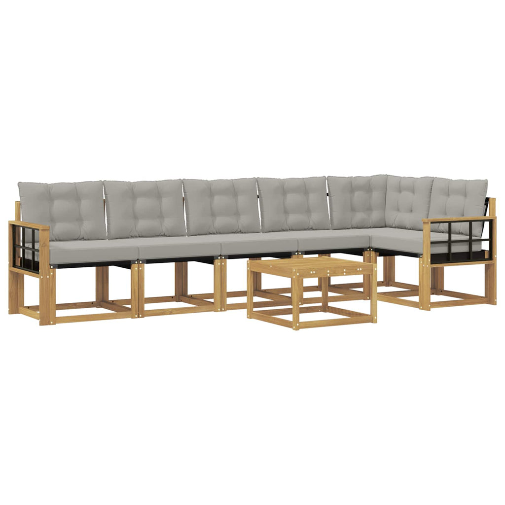 Outdoor-Sofagarnitur mit Kissen 7 pcs Weiß und Hellgrau