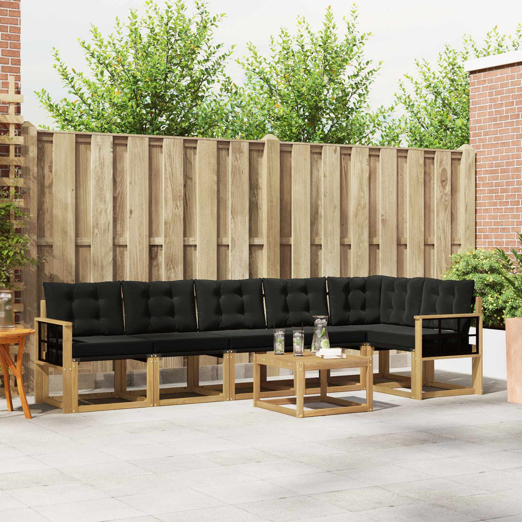 Outdoor-Sofagarnitur mit Kissen 7 pcs Weiß und Schwarz