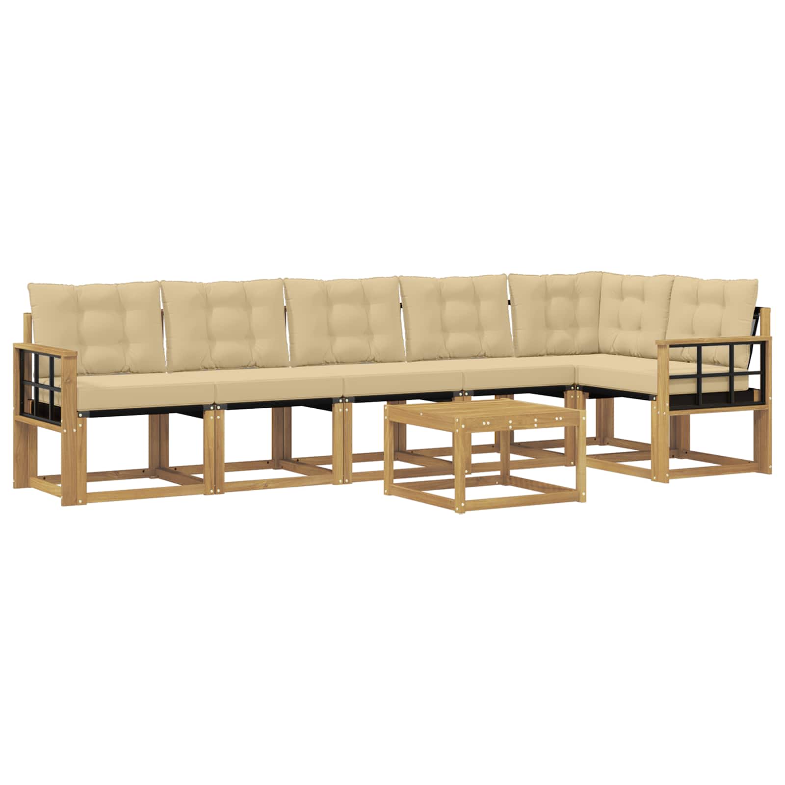 Outdoor-Sofagarnitur mit Kissen 7 pcs Weiß und Beige