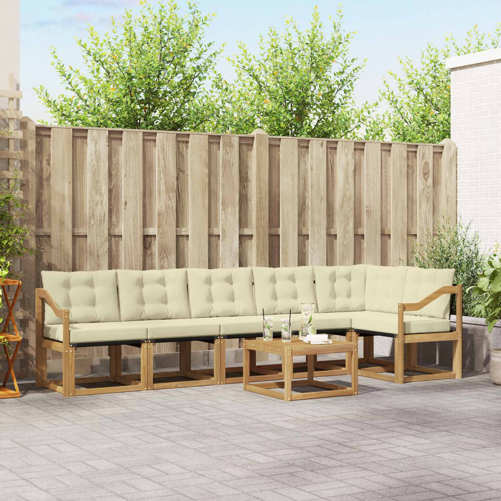 Outdoor-Sofagarnitur mit Kissen 7 pcs Weiß und Creme