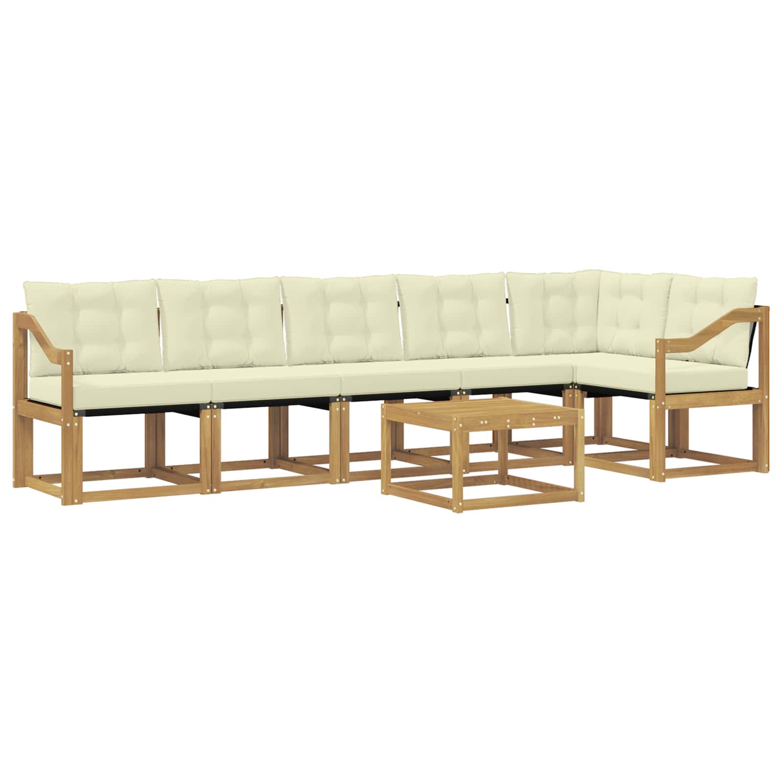Outdoor-Sofagarnitur mit Kissen 7 pcs Weiß und Creme