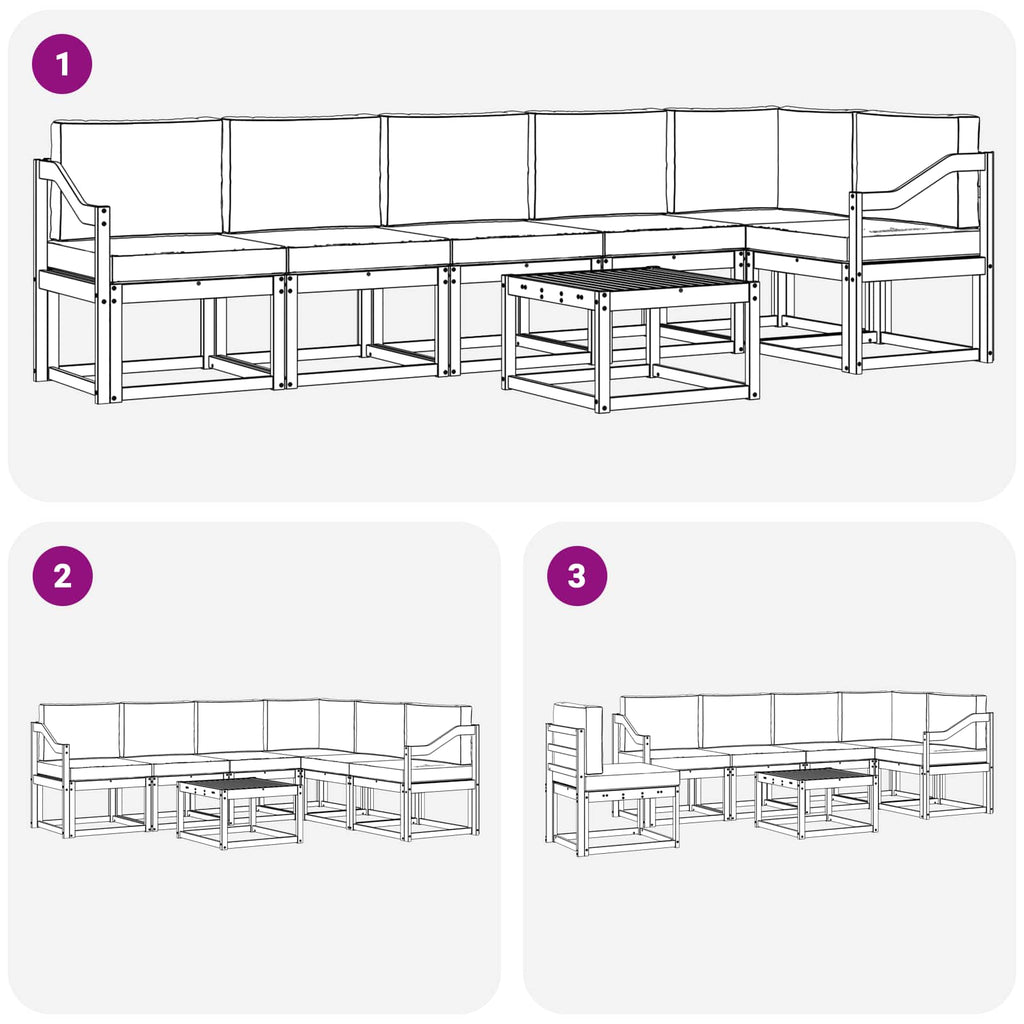 Outdoor-Sofagarnitur mit Kissen 7 pcs Weiß und Creme