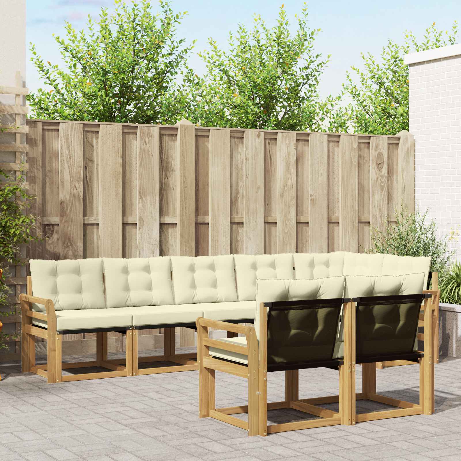 Outdoor-Sofagarnitur mit Kissen 8 pcs Weiß und Creme