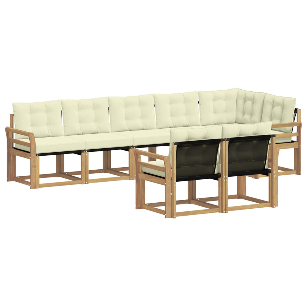 Outdoor-Sofagarnitur mit Kissen 8 pcs Weiß und Creme