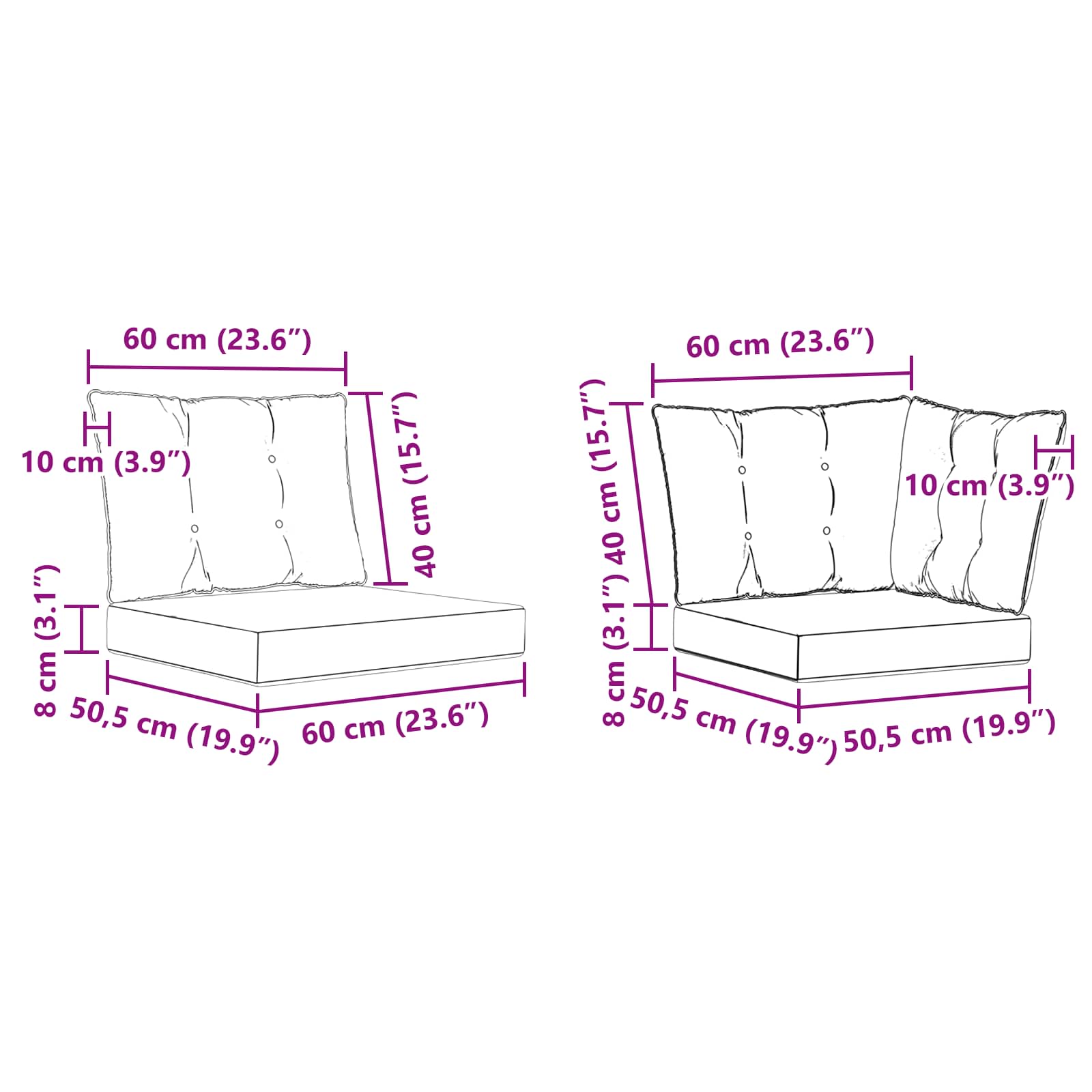 Outdoor-Sofagarnitur mit Kissen 8 pcs Weiß und Creme