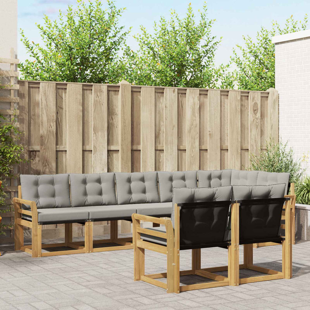 Outdoor-Sofagarnitur mit Kissen 8 pcs Weiß und Hellgrau