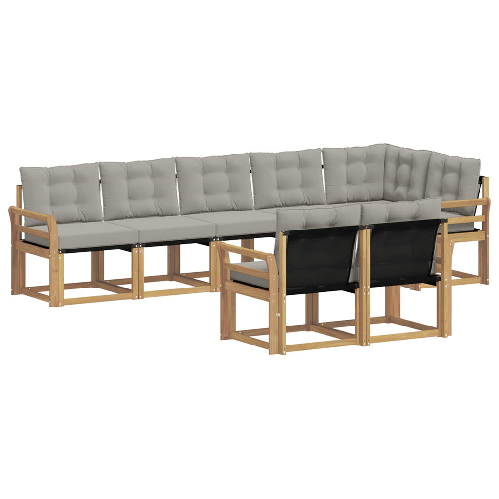 Outdoor-Sofagarnitur mit Kissen 8 pcs Weiß und Hellgrau