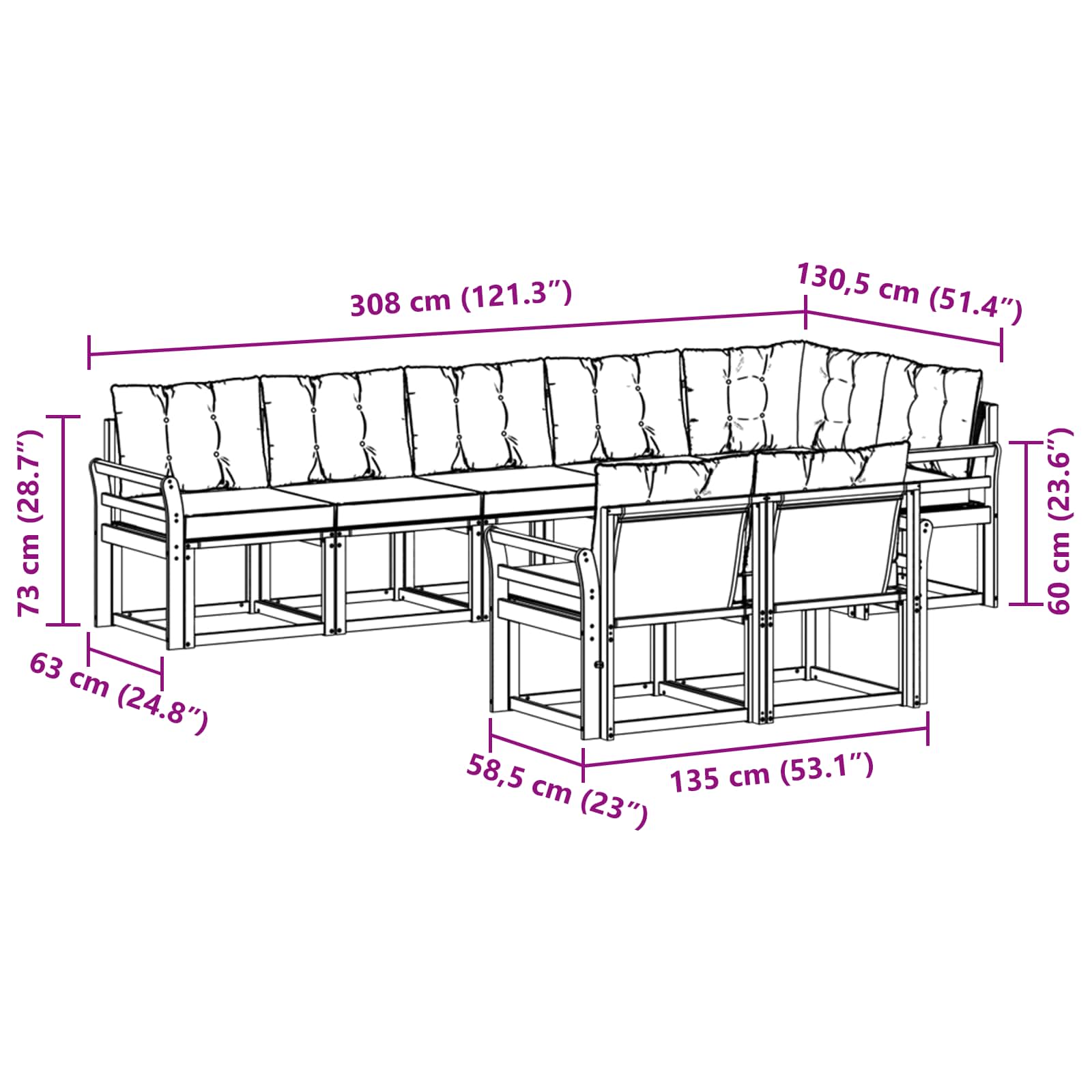 Outdoor-Sofagarnitur mit Kissen 8 pcs Weiß und Hellgrau