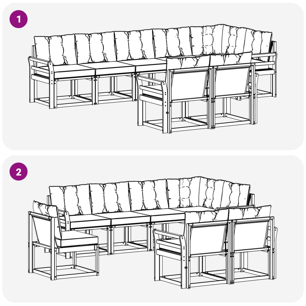 Outdoor-Sofagarnitur mit Kissen 8 pcs Weiß und Beige
