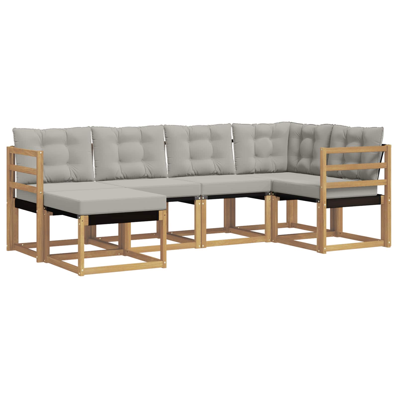 Outdoor-Sofagarnitur mit Kissen 6 pcs Weiß und Hellgrau