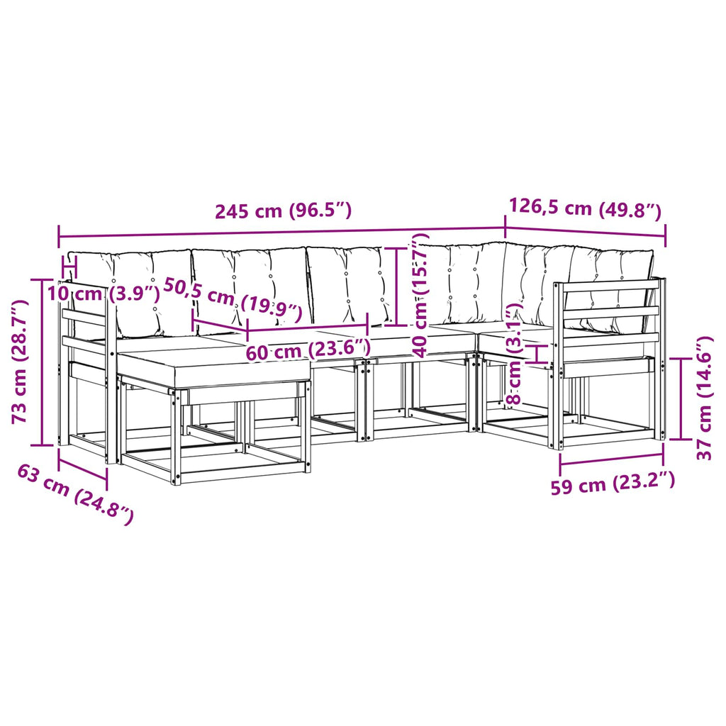 Outdoor-Sofagarnitur mit Kissen 6 pcs Weiß und Hellgrau