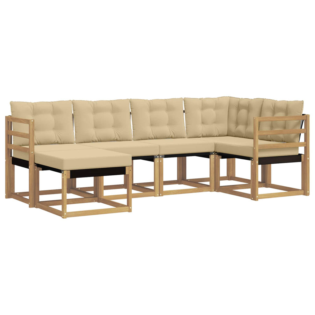 Outdoor-Sofagarnitur mit Kissen 6 pcs Weiß und Beige