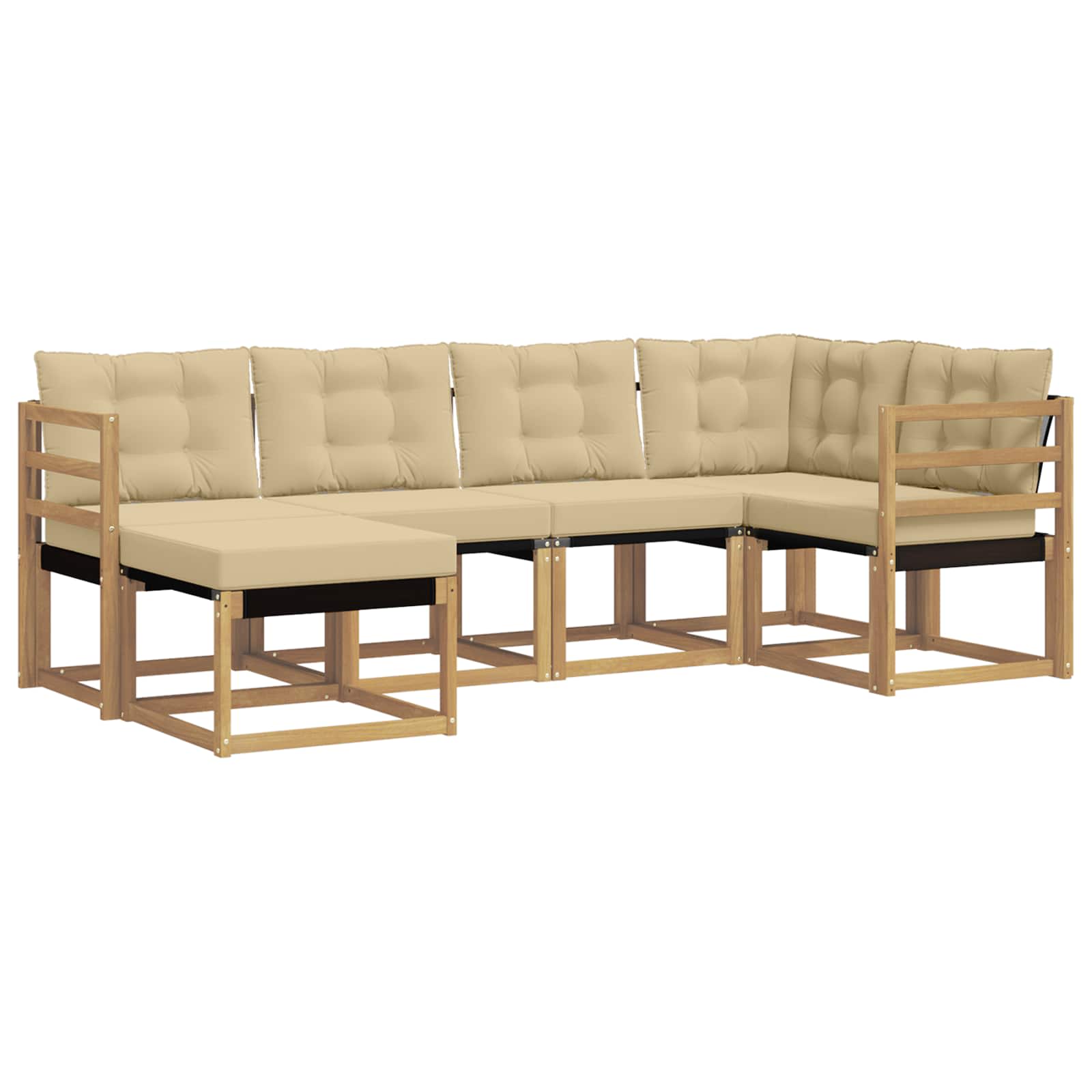 Outdoor-Sofagarnitur mit Kissen 6 pcs Weiß und Beige