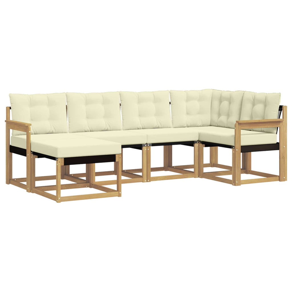 Outdoor-Sofagarnitur mit Kissen 6 pcs Weiß und Creme