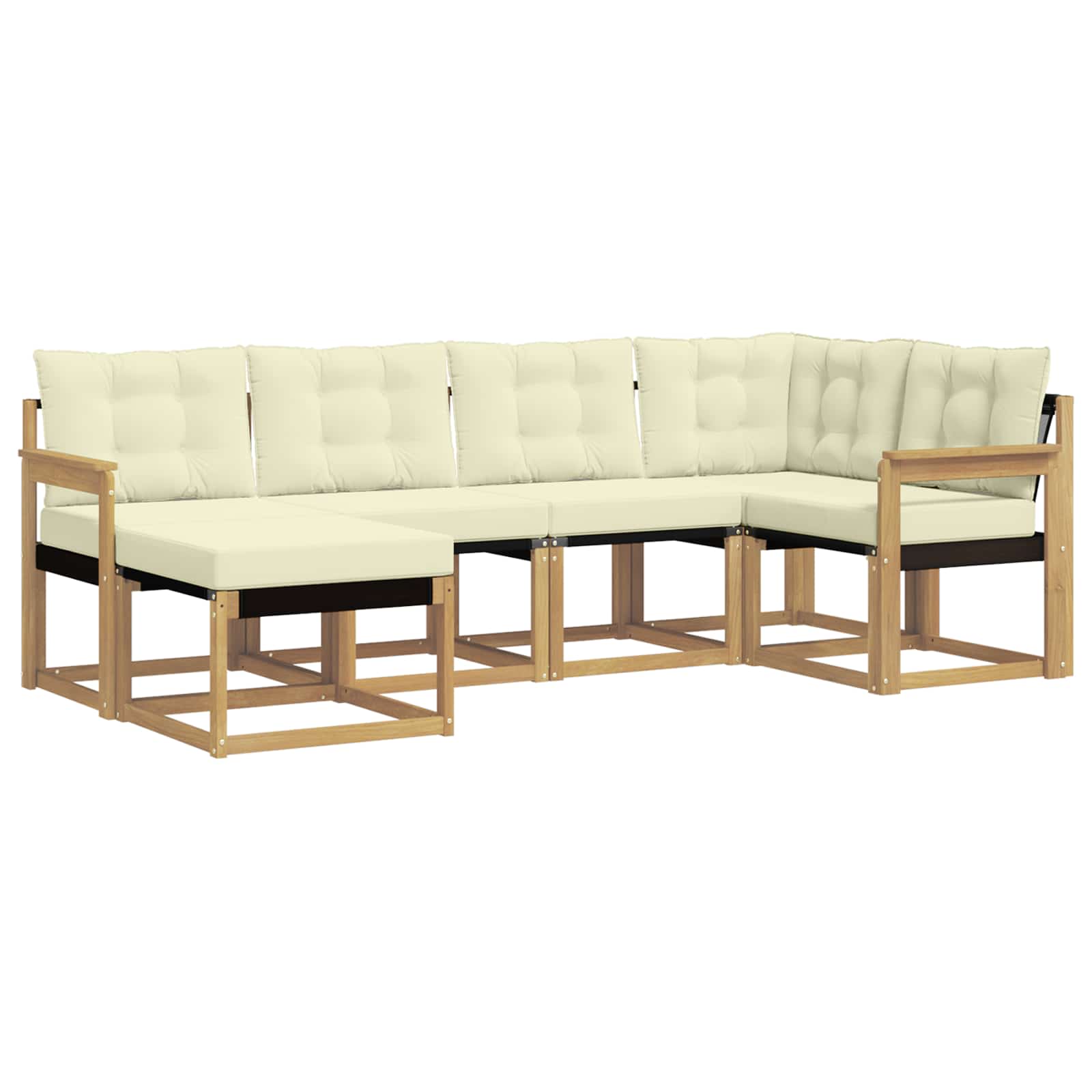 Outdoor-Sofagarnitur mit Kissen 6 pcs Weiß und Creme