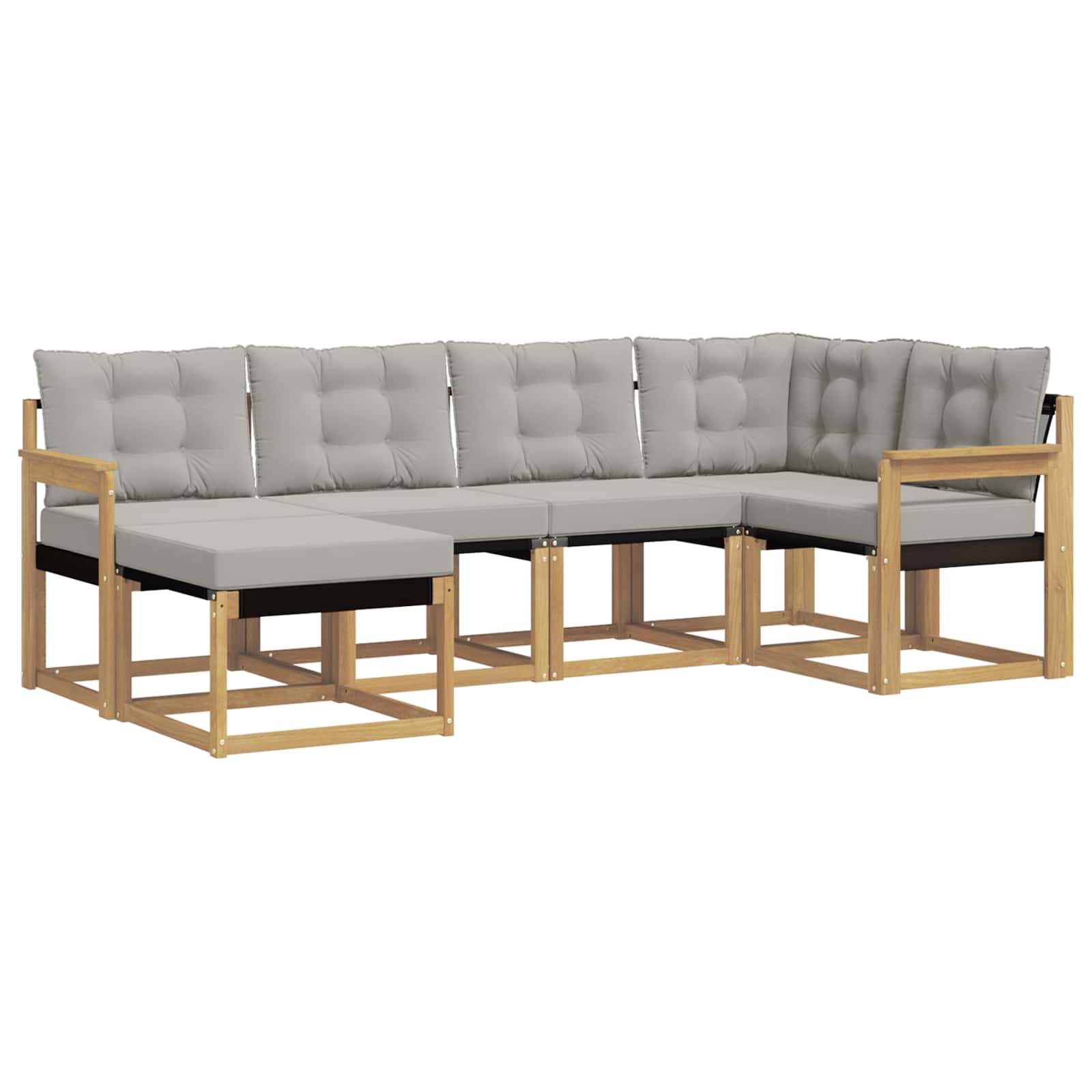 Outdoor-Sofagarnitur mit Kissen 6 pcs Weiß und Hellgrau