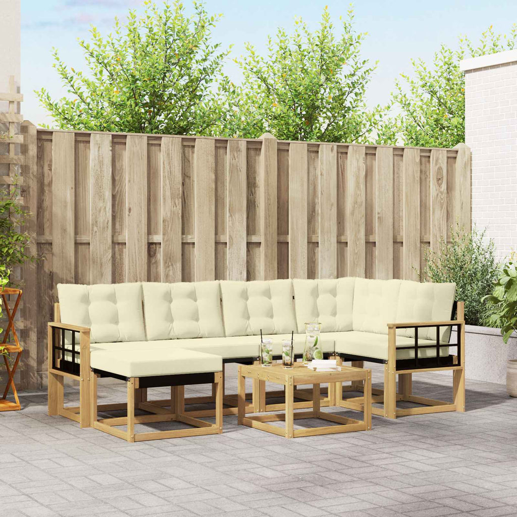 Outdoor-Sofagarnitur mit Kissen 7 pcs Weiß und Creme