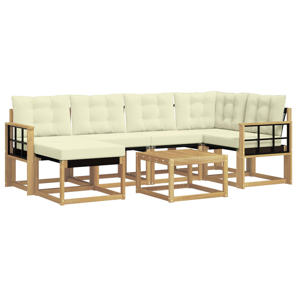 Outdoor-Sofagarnitur mit Kissen 7 pcs Weiß und Creme