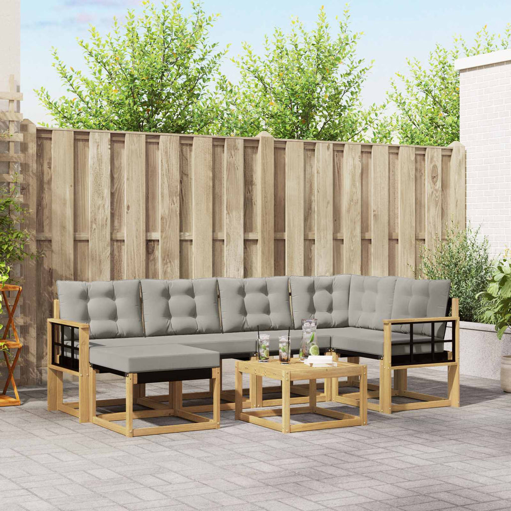 Outdoor-Sofagarnitur mit Kissen 7 pcs Weiß und Hellgrau