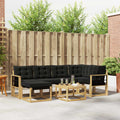 Outdoor-Sofagarnitur mit Kissen 7 pcs Weiß und Schwarz