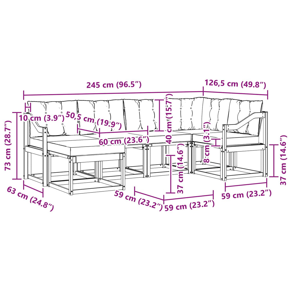 Outdoor-Sofagarnitur mit Kissen 7 pcs Weiß und Creme