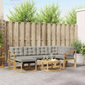 Outdoor-Sofagarnitur mit Kissen 7 pcs Weiß und Hellgrau