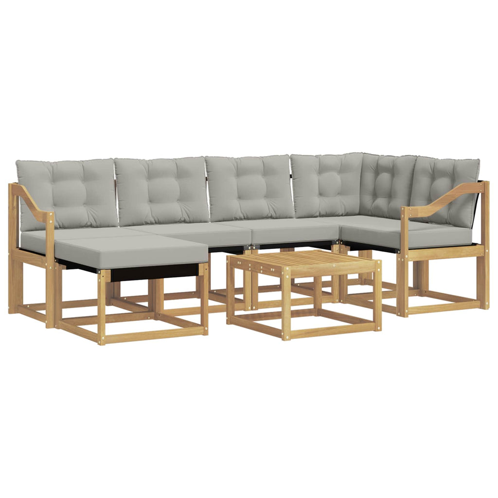 Outdoor-Sofagarnitur mit Kissen 7 pcs Weiß und Hellgrau