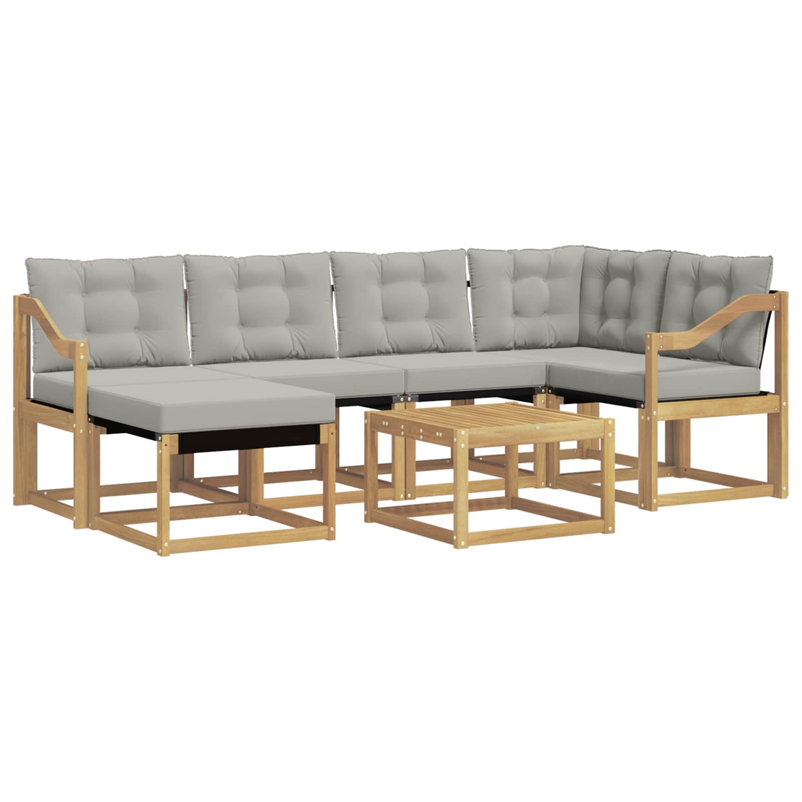 Outdoor-Sofagarnitur mit Kissen 7 pcs Weiß und Hellgrau