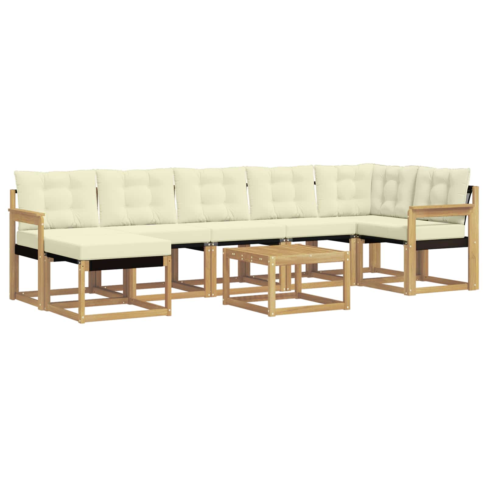 Outdoor-Sofagarnitur mit Kissen 8 pcs Weiß und Creme